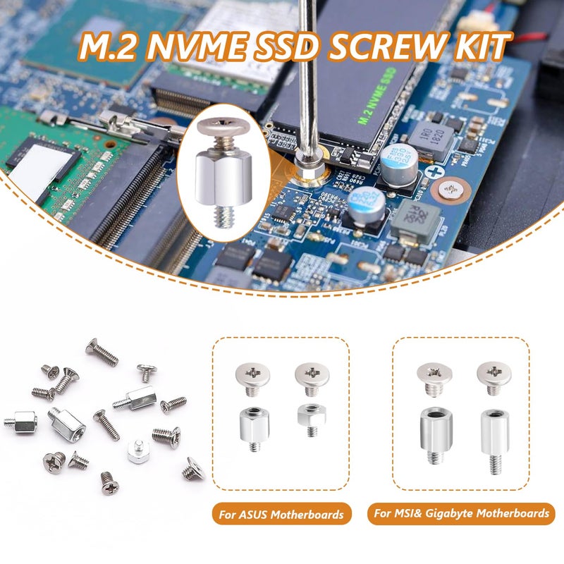 mankk 500PCS M.2 SSD Screw Kit M.2 SSD Mounting Screws Motherboard Standoffs M.2 M2.5 M3 NVMe Screw for Laptop PC Repair & DIY - Image 5